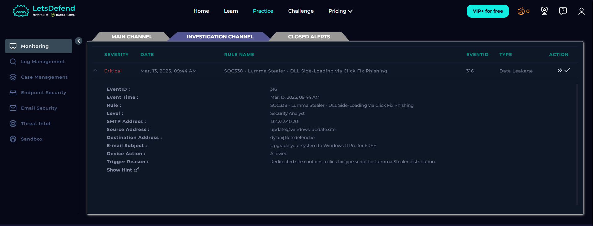 SOC Alert: Lumma Stealer via ClickFix Phishing screenshot 1